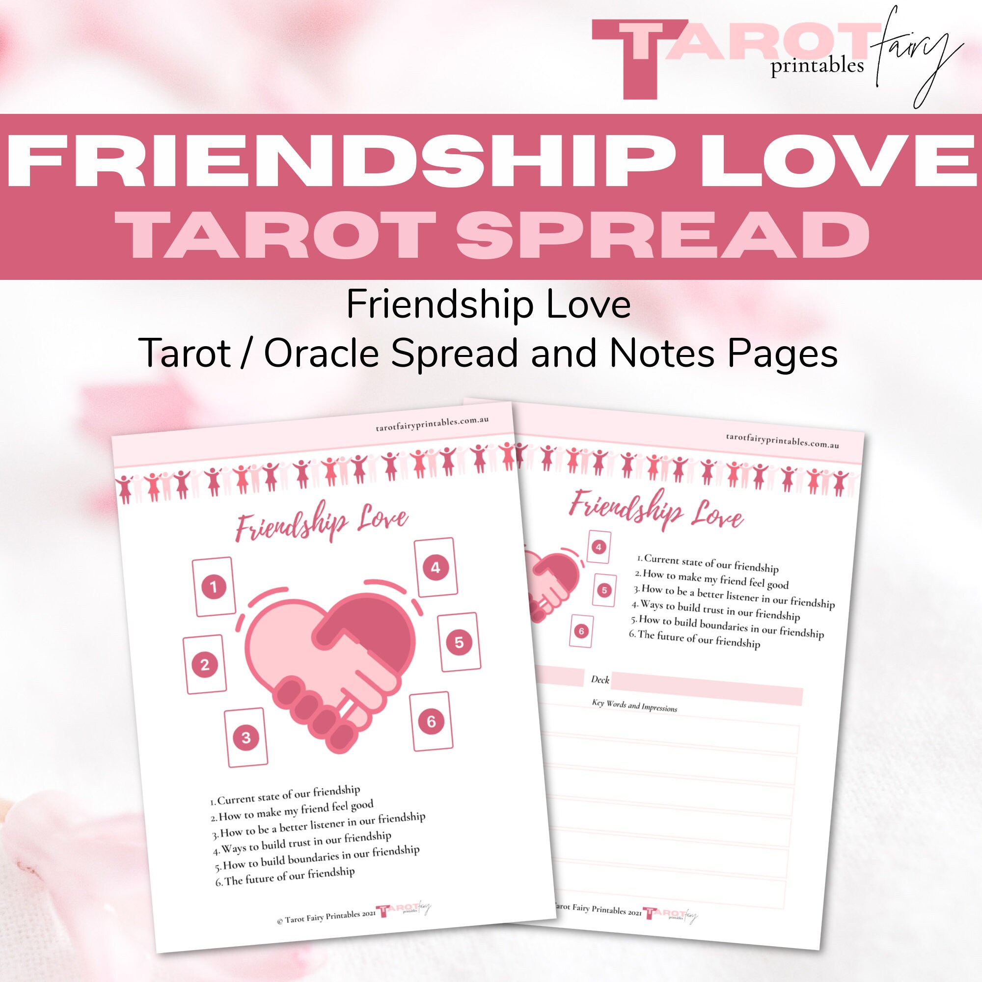 Friendship Love Tarot Spread US Letter Romance Spread Love | Etsy