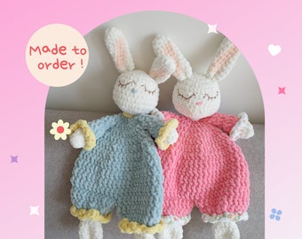 Crochet rabbit lovey | Crochet snuggler | Cuddly blanket | Nursery Decor | Cuddly Animal | Gift for newborn baby| Stuffed animal toy