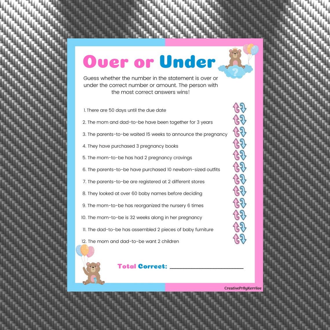 cute bear gender reveal baby shower games printables set of etsy
