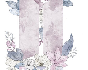 BTS graphics, painting, watercolor, clip art digital files 300dpi, PNG, jpg V Teahyung, Jungkook, J-Hope, Jin, Jimin, Suga, RM , logo bts