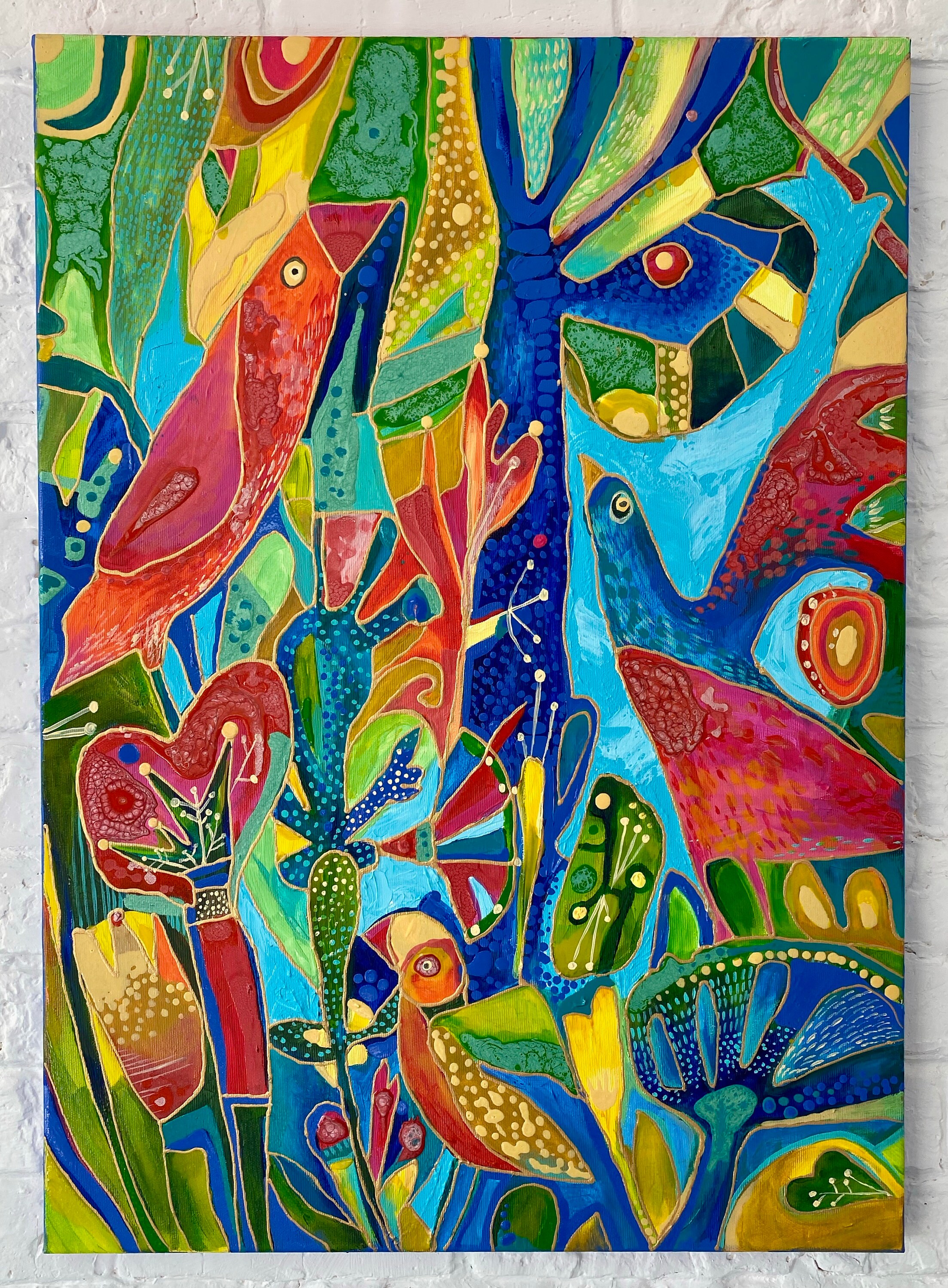 Painting 70x50 Cm Wall Decor Liquid Paint Mixed Technique Etsy