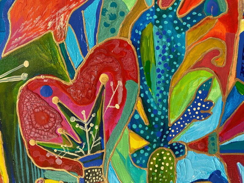 Painting 70x50 Cm Wall Decor Liquid Paint Mixed Technique Etsy