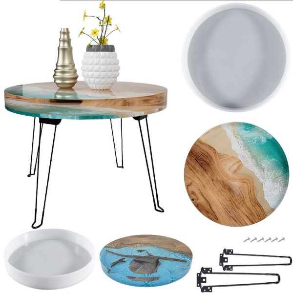 DIY Tisch Silikonform mit Metallbeinen – Kreatives Tisch Bastelset, Perfekt für stilvolle Wohndeko - Form für Resin & Epoxidharz