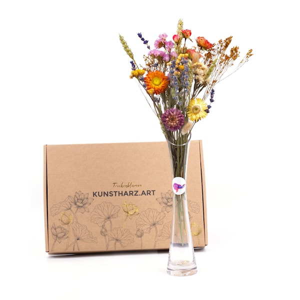 DIY Trockenblumen Set - Mix Trokenblumenstrauß selber basteln - Geschenk für Hochzeit, Geburtstag oder als Blumen Boho Deko