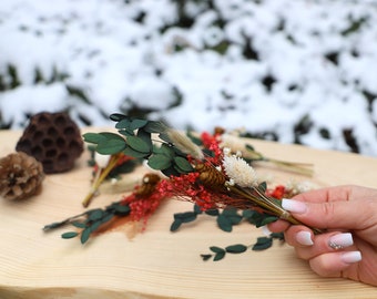 Mini Trockenblumenstrauß - Weihnachtsdeko - Perfekte Deko zum Gastgeschenk und für einen Weihnachtskranz