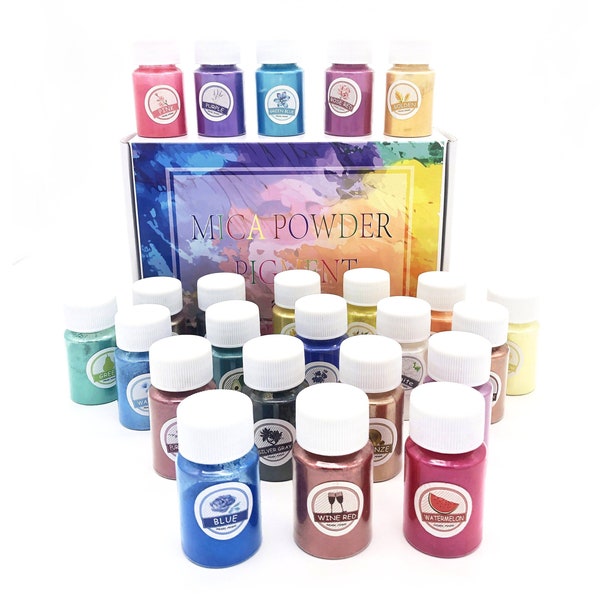 Epoxidharz Farben, Glimmerpulver, Pigment Pulver 24 Glimmer Pulverfarben zum Basteln en für Kunstharz