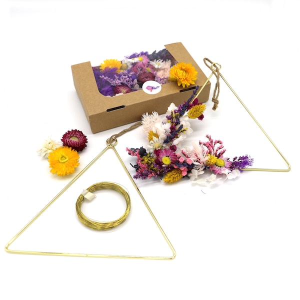 Bastelset Kranz in Gold und mit Trockenblumen - DIY Kranz zum Selbermachen in verschiedenen Farben