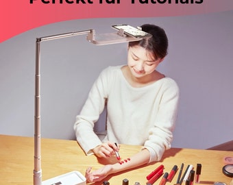 Multifunktionales Handystativ für DIY Tutorials mit Licht - Stativ mit Vogelperspektive perfekt für Crafting & DIY Videos