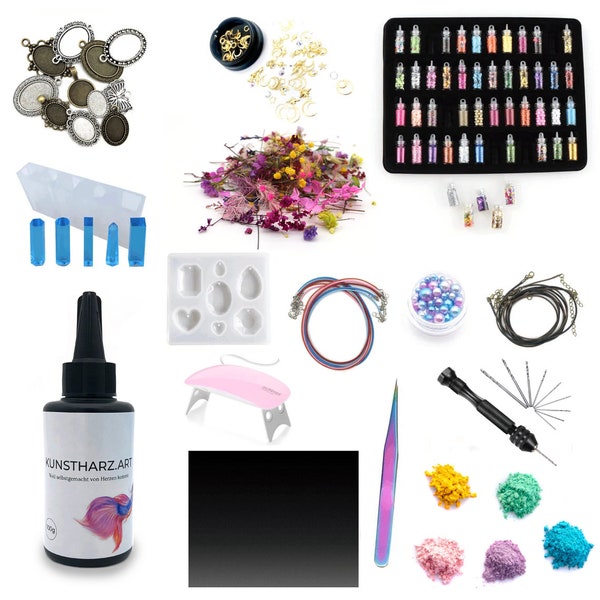 UV Resin Starter Set zum Schmuck selber machen: Mega Kit mit unzähligen Designmöglichkeiten