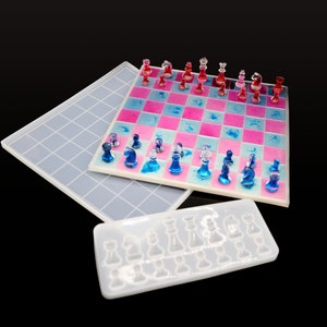Silikonform für Epoxidharz Schach / Schachbrett mit Figuren für Kunstharz & Gießahrz bild 1