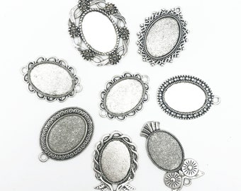 8 Stück Rustikale Kettenanhänger im Vintage Look - Einfach mit UV Resin / Kunstharz / Gießharz / Harz versiegeln - DIY Schmuck selber machen