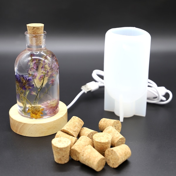 Silikonform Epoxidharz - Flasche mit Holz LED Lampe - Geschenke für Weihnachten selber machen