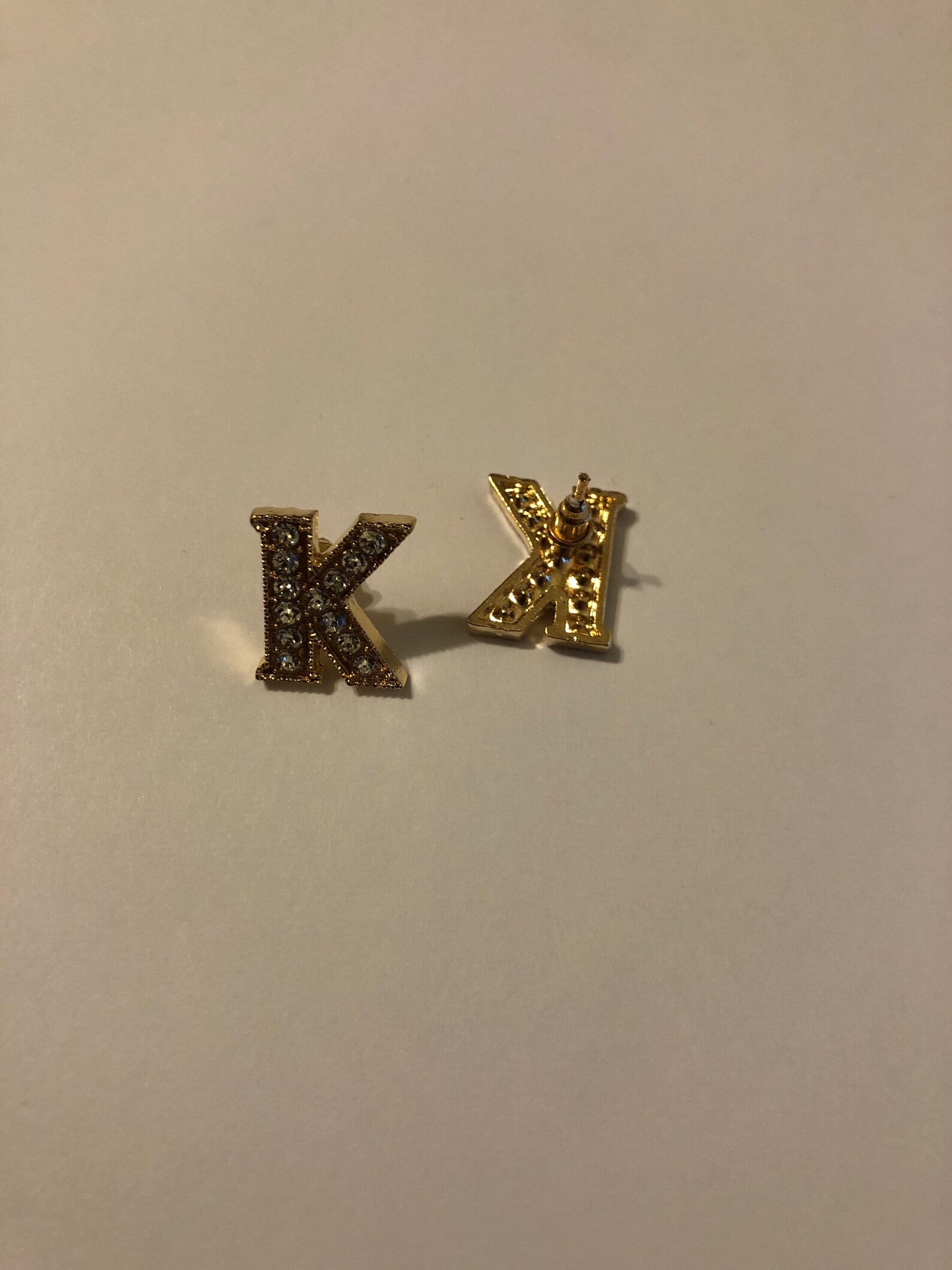 0.5 Small Letter K Stud Earring Gold Or Silver Diamond Etsy