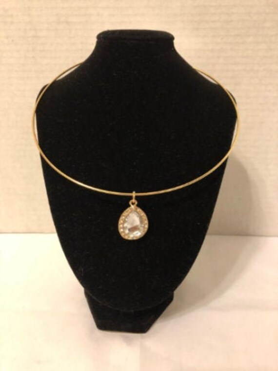 Hard Circle Choker Thin Gold Hoop Clear 
