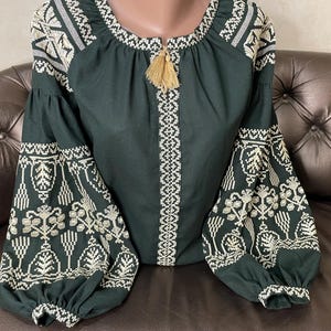 Green Vyshyvanka Woman – Ukrainian blouse, Vyshyvanka blouse, Vyshyvanka dress, Ukrainian dress