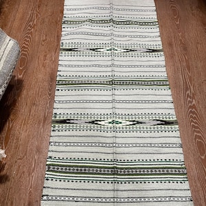 Green Ukrainian woven path, Ukrainian carpet, kitchen path, terrace path, Hutsul carpet, kitchen decor, Made in Ukraine,  59*27inch, D-0096