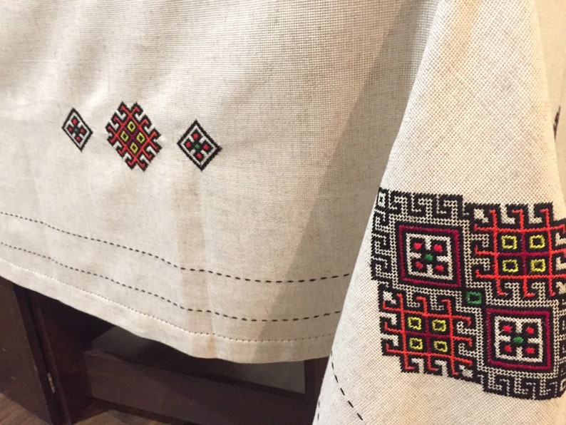 Ukrainian tablecloth - Easter tablecloth. Wedding gift. Rustic tablecloth. Tapestry tablecloth. Made in Ukraine image 5