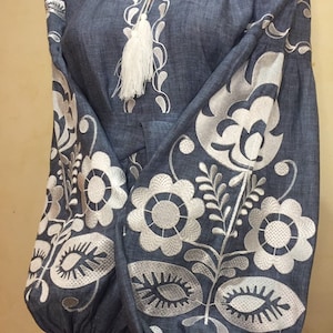 Jeans Exquisite Vyshyvanka Dress - Ukrainian dress, Unique wedding dress, Ukraine dress, Vyshyvanka Blouse