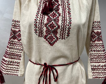 Grey Dress Vyshyvanka Ukraine Handmade - Embroidered Blouses and Dresses TM”Savchuk Vyshyvanka” Ukrainian dresses photo8size