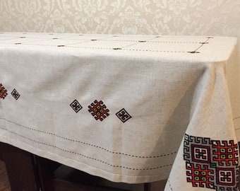Ukrainian tablecloth - Easter tablecloth. Wedding gift. Rustic tablecloth. Tapestry tablecloth. Made in Ukraine