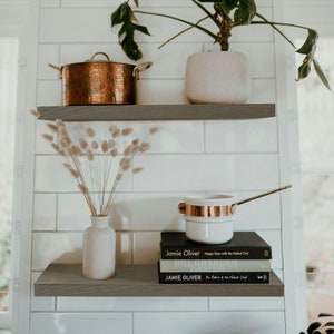 Floating Shelves Set Of 2, Rustic Wall Shelf | 24 x 6.7 inch | Wood shelves for Bathroom, Shelves on wall for Decor, Gray Wood Shelf