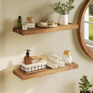 Invisible' Bathroom Shelf Wall Mounted [2 Pack] 15 inch Clear Acrylic  Shelves by Pretty Display. Extra Strong & Easy to Wall Mount