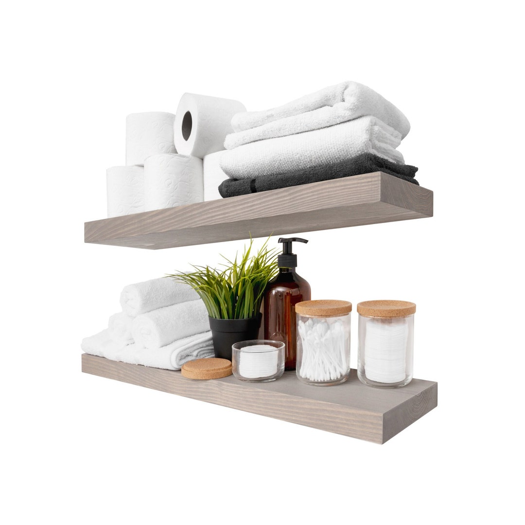 Floating Shelves Set of 2, Rustic Wall Shelf 24 X 6.7 Inch Wood Shelves for Bathroom, Shelves on