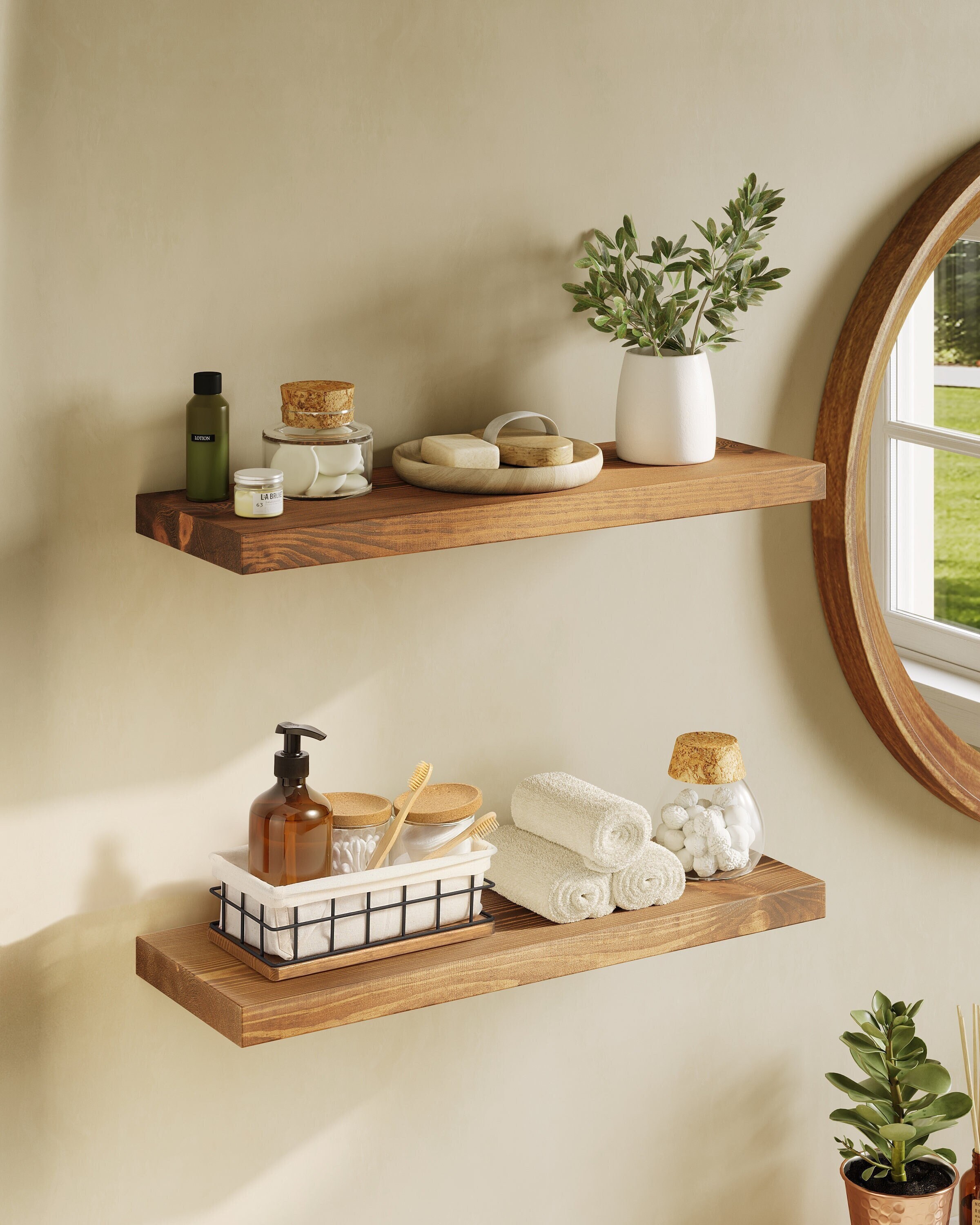 Wall Mounted Bathroom Shelves Floating Shelf Shower Hanging Basket