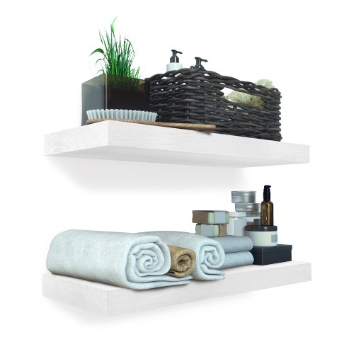 Set of 2 Rustic Wood Floating Shelves 16 X 6.7 Inch Extra Etsy