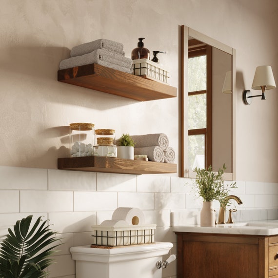 15 Gorgeous Bathroom Floating Shelves Ideas