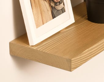 Set Of 2 Rustic Floating Wood Shelves for Wall | 24 x 6.7 inch | Bathroom Shelves on Wall | Kitchen Shelves | Light Wood Floating Shelf