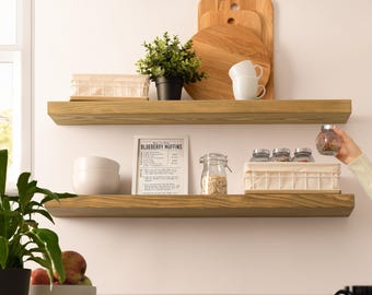 Natural Wood Floating Shelves - 36 x 6.7 inch - Set of 2