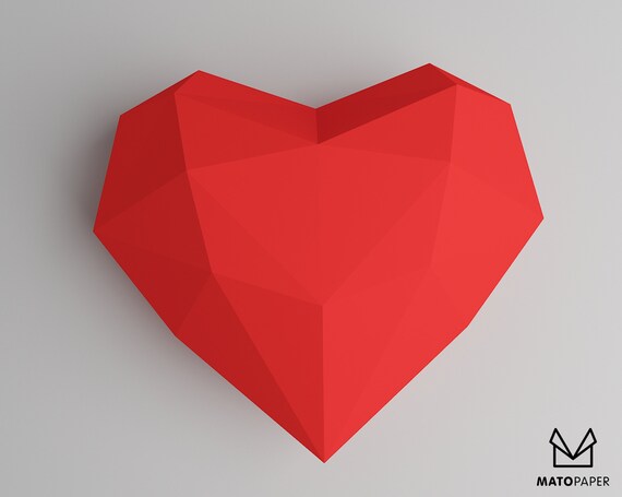 Download Valentine Heart Svg 3d Origami Geometric Heart Papercraft 3d Etsy