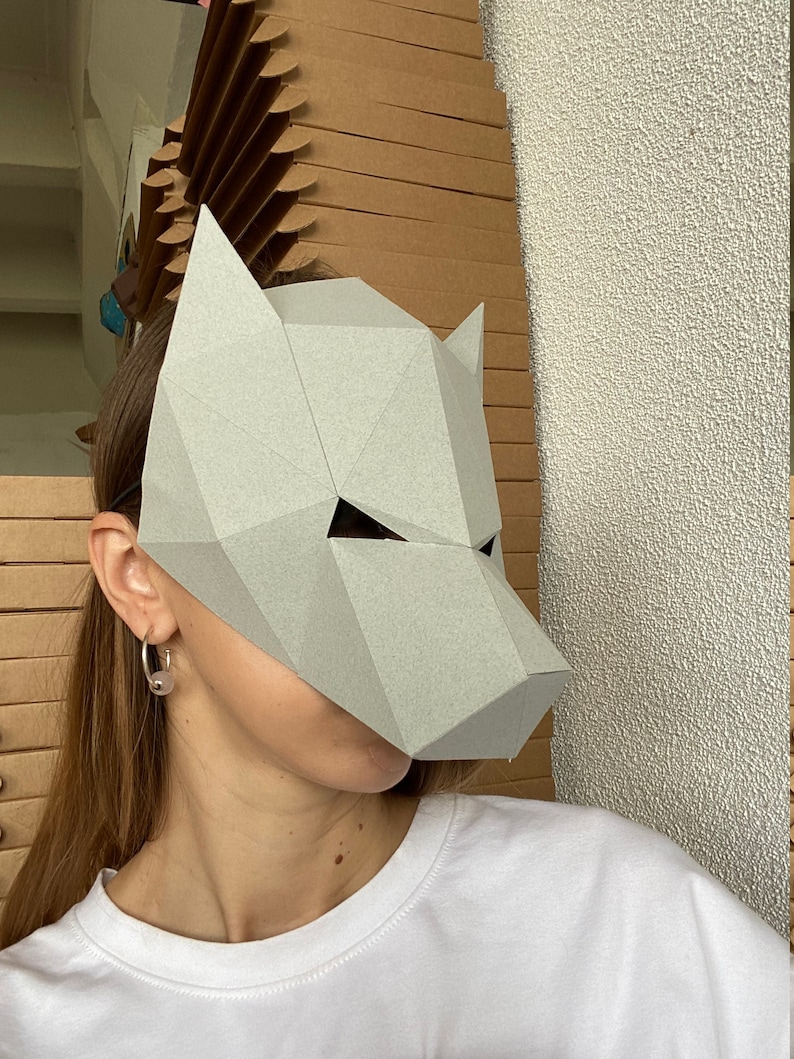 Wolf Mask 3D Low Poly Paper Mask PDF template Papercraft | Etsy