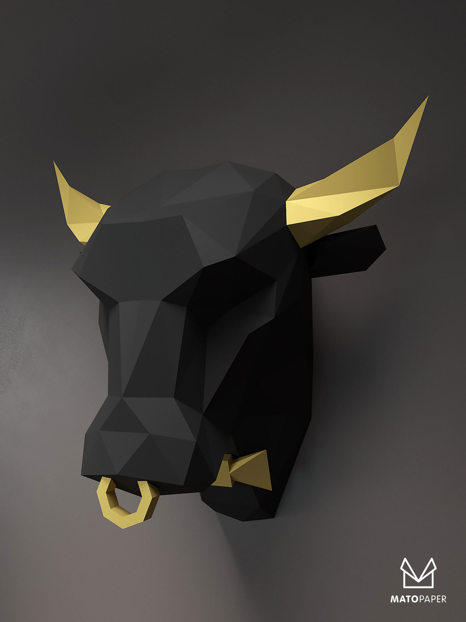 Bull head Papercraft 3D DIY SVG DXF low poly paper | Etsy