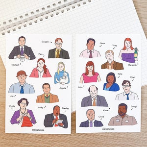 THE OFFICE sticker sheet // cute illustration tv show casts comedy characters drawing set stickers for notebook, planners, scrapbook, laptop