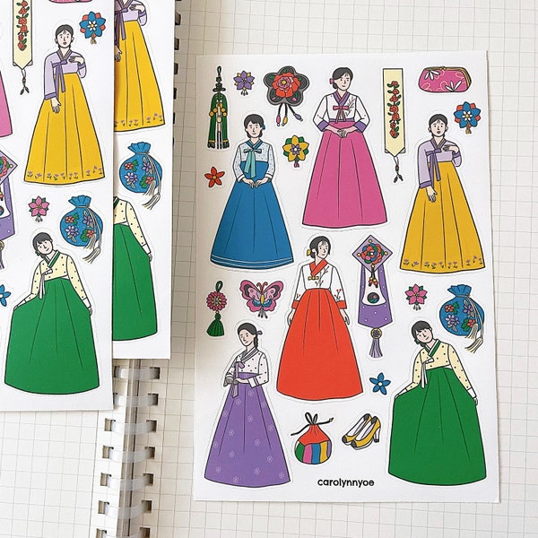 Korean Sticker Sheet Aesthetic Etsy UK
