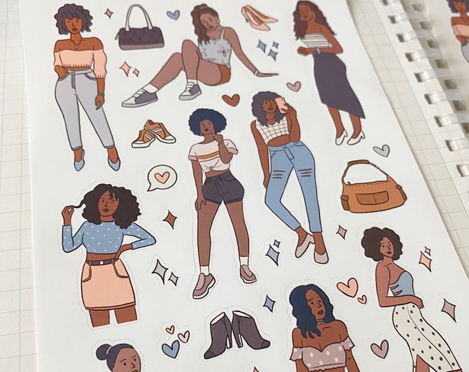 cute aesthetic illustrated stickers by littlecy on etsy