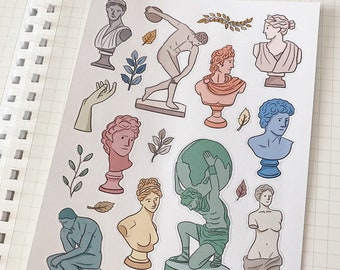 GREEK SCULPTURE sticker sheet // aesthetic ancient museum art head body goddess myth statue sticker for bullet journals, planners, scrapbook