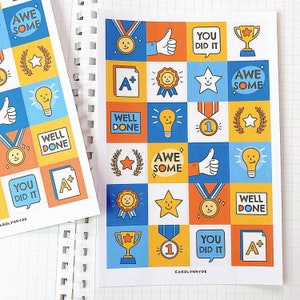 BELONINGEN 24 vierkante ministickervellen // esthetische leuke leraar student star excellence award stickers voor dagboek, planner, plakboek