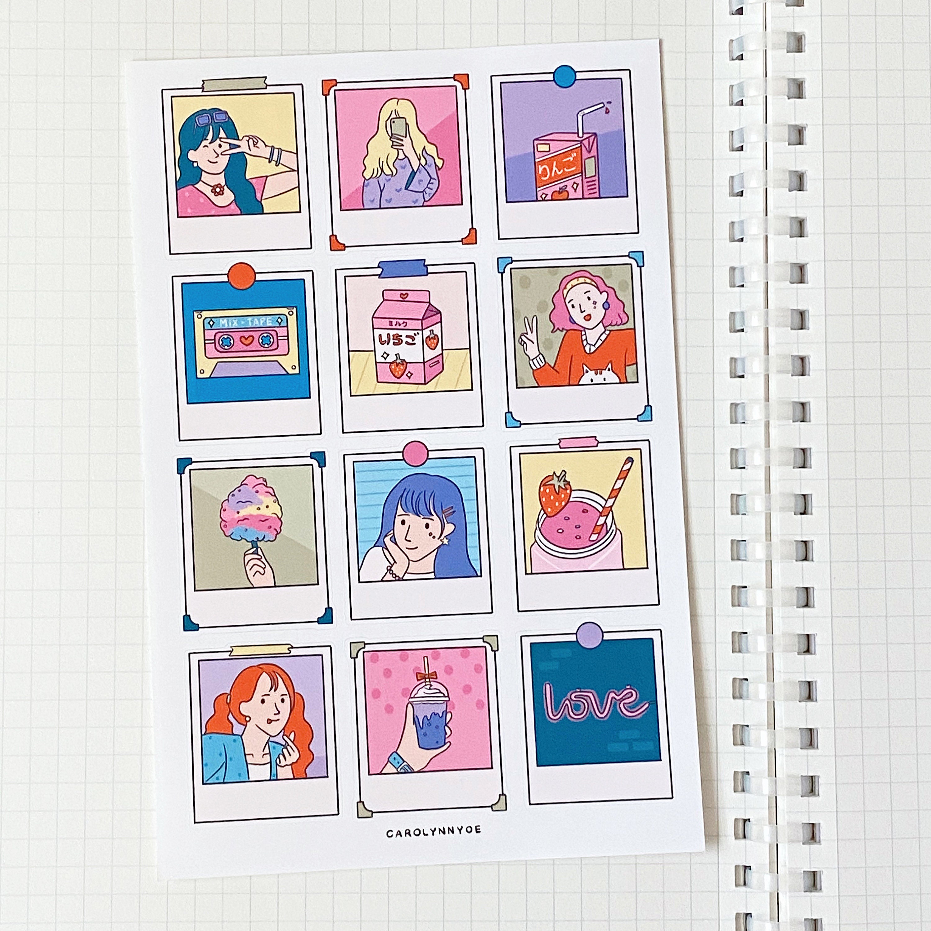 8 Pcs Polaroid Transparent Stickers