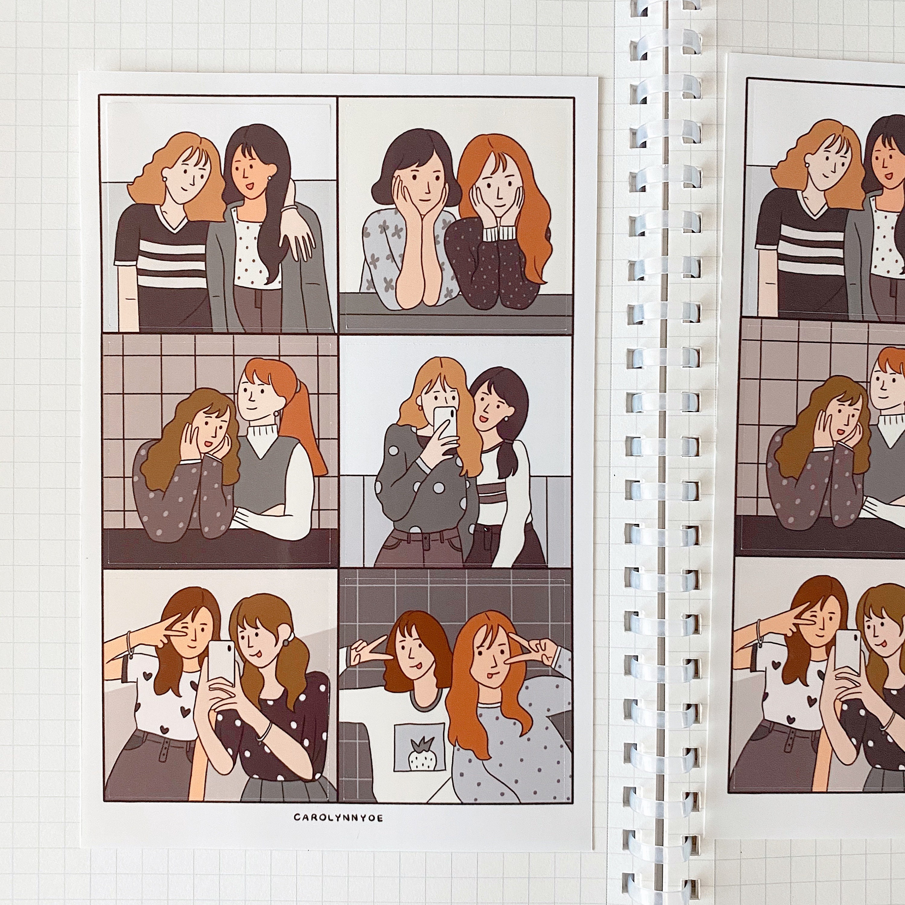 BFF GIRLS Square Sticker Sheet // Aesthetic Cute Black and - Etsy