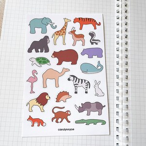 WHIMSICAL ZOO sticker sheet // aesthetic cute nursery nordic minimalist animal wooden block style for bullet journals, planners, scrapbook image 3