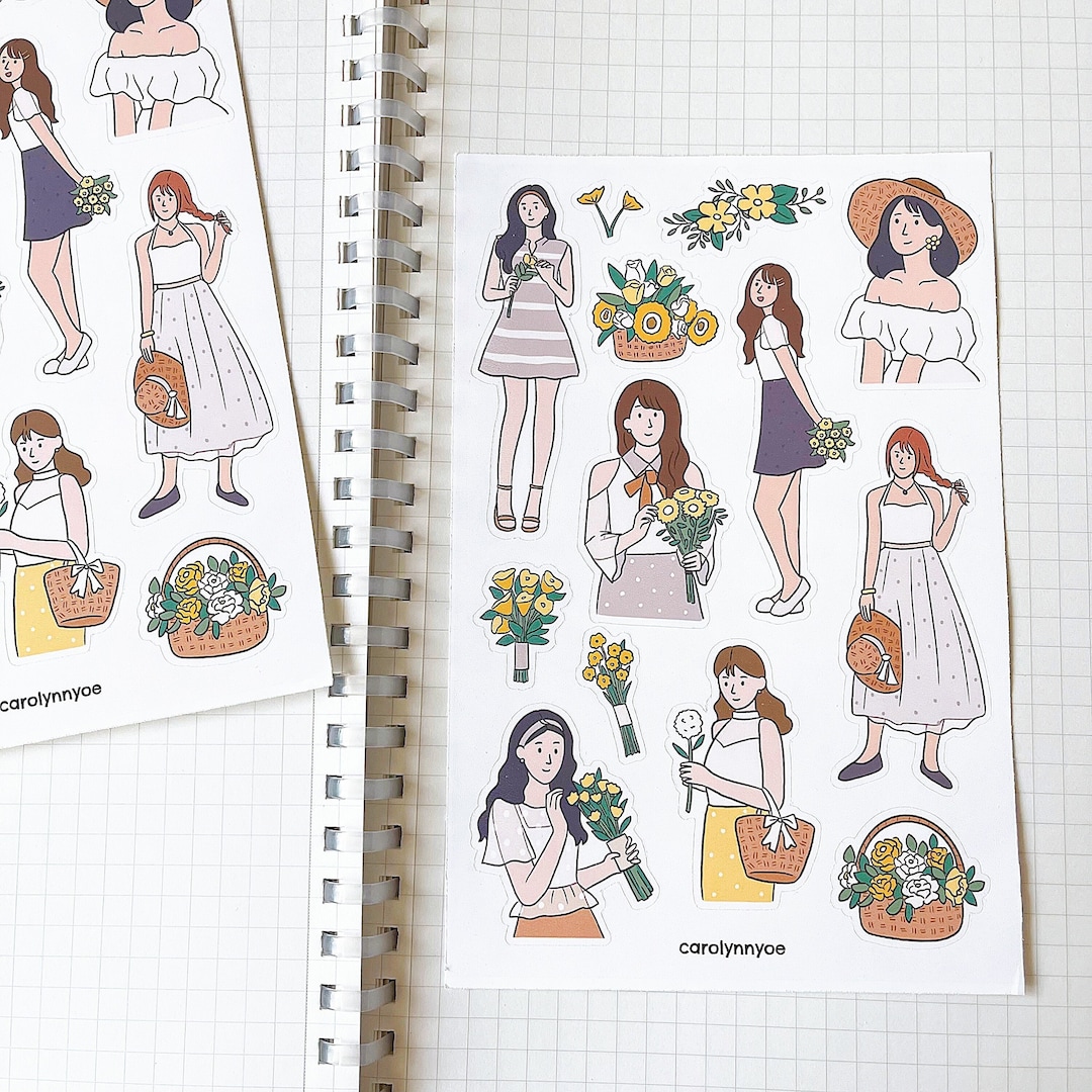 Flower Girls Sticker Set – Florale Aufkleber Fürs Journal, Planer Oder Geschenke