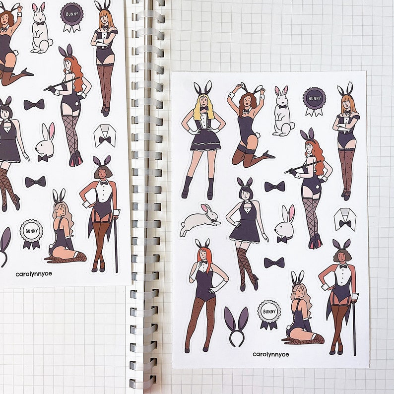 SEXY BUNNY sticker sheet // aesthetic cute costume halloween rabbit playboy cosplay girls stickers for bullet journals, planners, scrapbook image 4