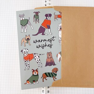 WARMEST WISHES greeting card // aesthetic cute unique fun sweater illustration animal pet puppy dogs lover schanuzer corgi holiday card image 4
