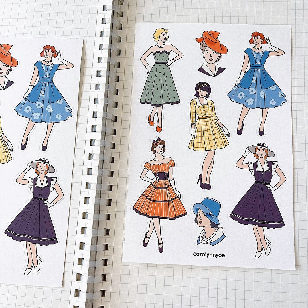 Vintage Sticker Book For Gifts or Crafts - The Girl In The Jitterbug Dress