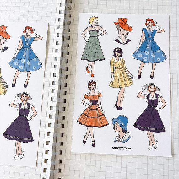 VINTAGE DRESS Sticker Sheet // Aesthetic Cute 60s 70s 80s 90s Fashion Hat  Lady Stickers for Bullet Journals, Planners, Scrapbook, Laptop -  Canada