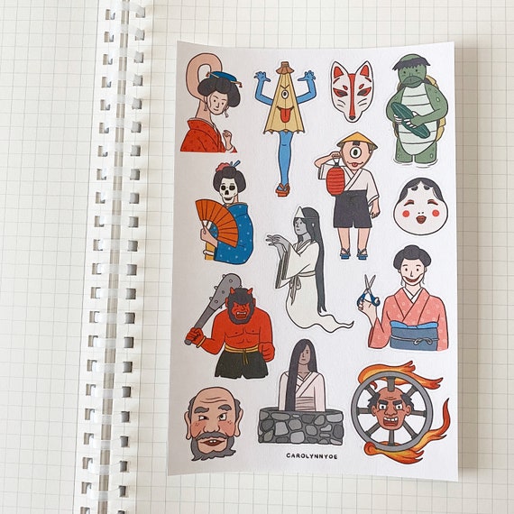 Yokai Japanese Ghost Sticker Sheet Aesthetic Cute Spooky 妖怪 Etsy India