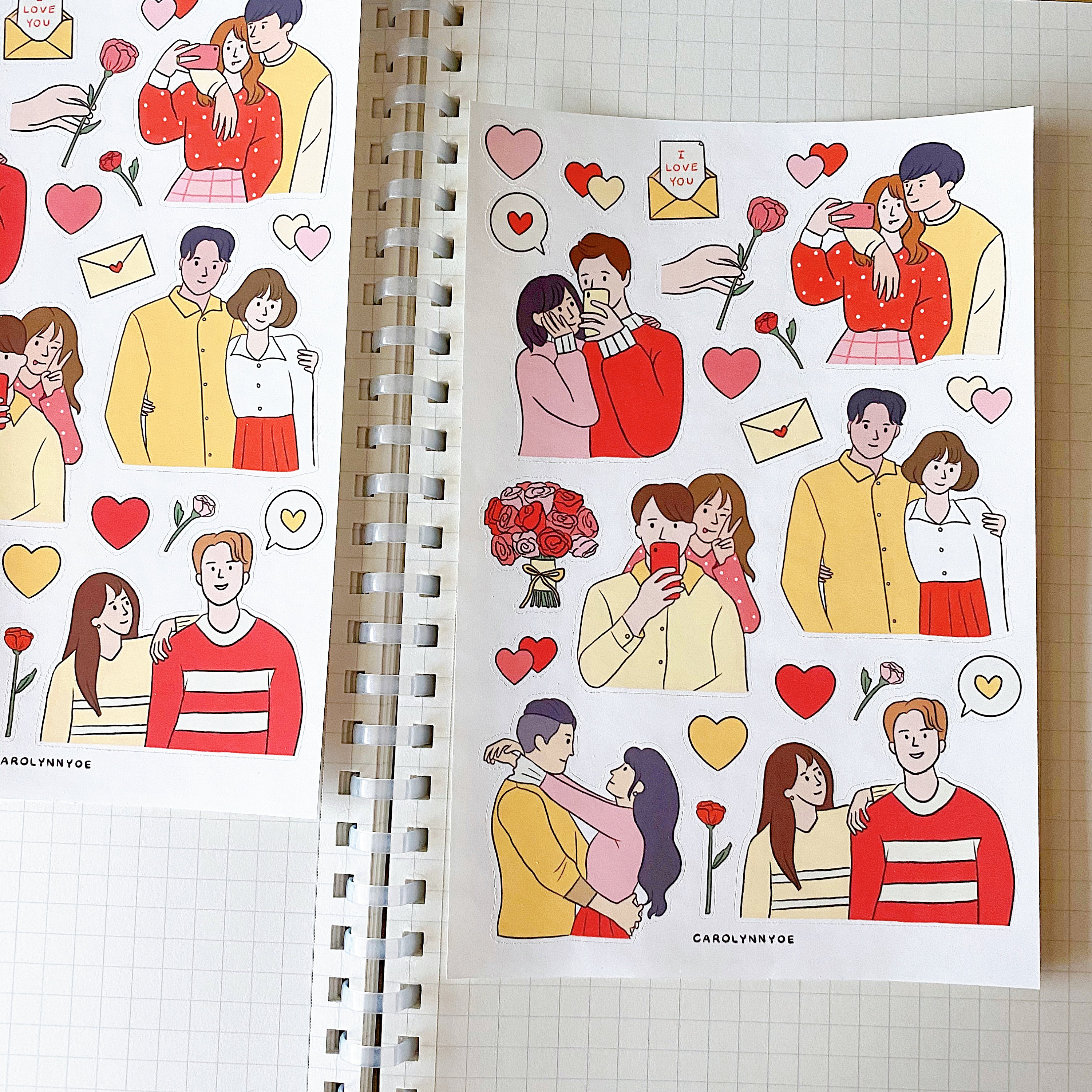 Fashion Couple Vinyl Journal Stickers - High-Quality Decorative Stickers